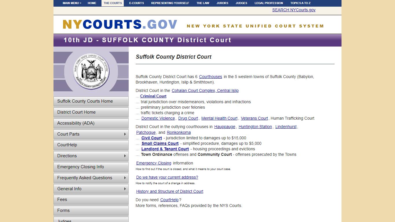 Suffolk County District Court - Judiciary of New York